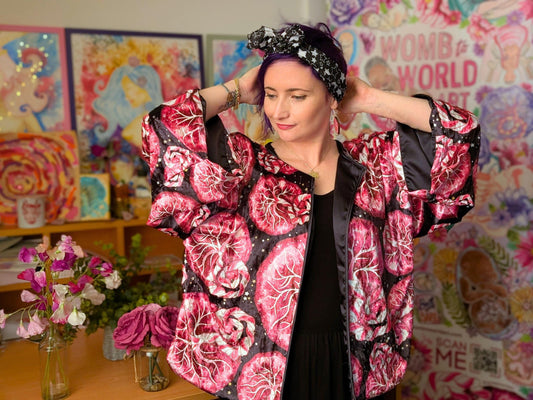 Placenta Kimono Top | Luxury Birth Worker Top | Midwife Gift | Antenatal Education OBGYN | Doula Tops | Student Midwife | Placenta Art