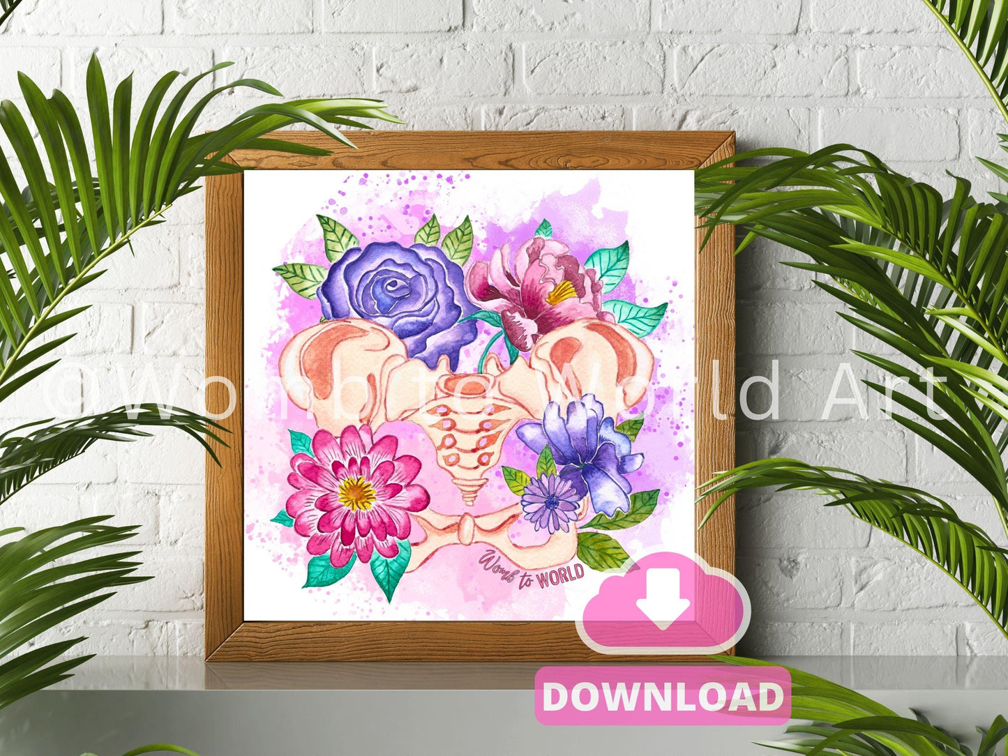 Floral Anatomy Art Prints: OBGYN Office Decor Medical Wall Art Breast Pelvis Uterus (PDF Download)