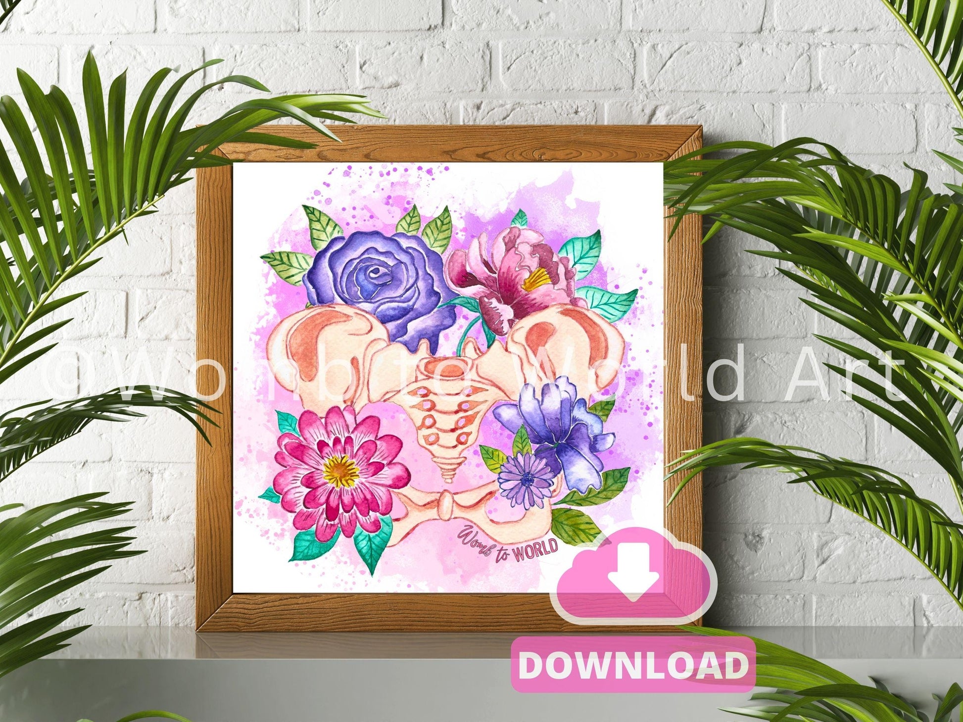 Floral Anatomy Art Prints: OBGYN Office Decor Medical Wall Art Breast Pelvis Uterus (PDF Download)
