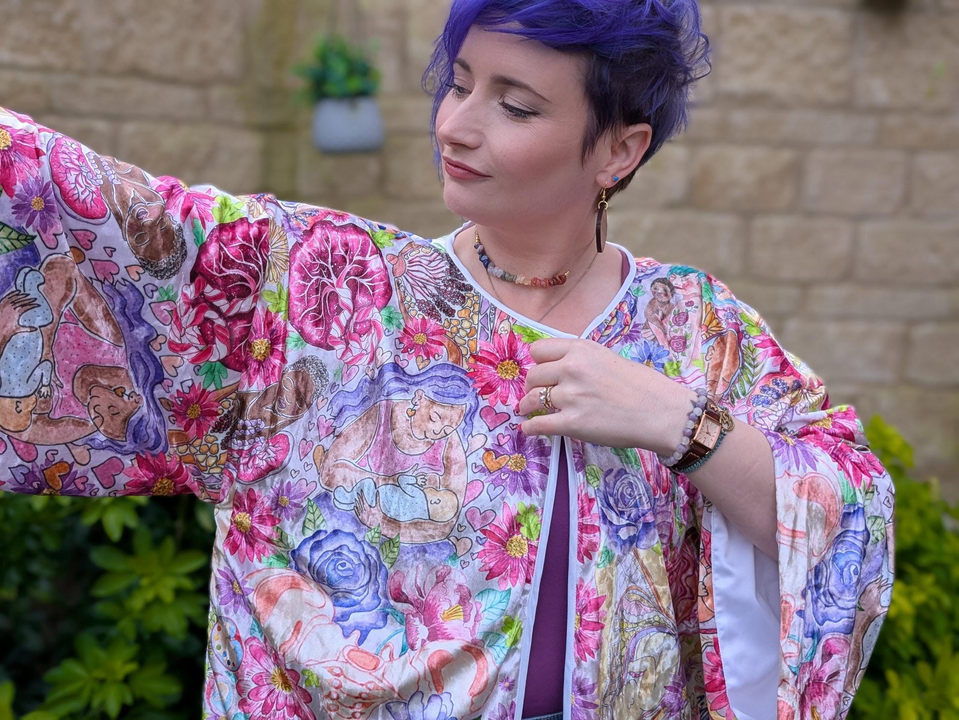Motherhood Art Velour Kimono Jacket: Birth Worker Gift