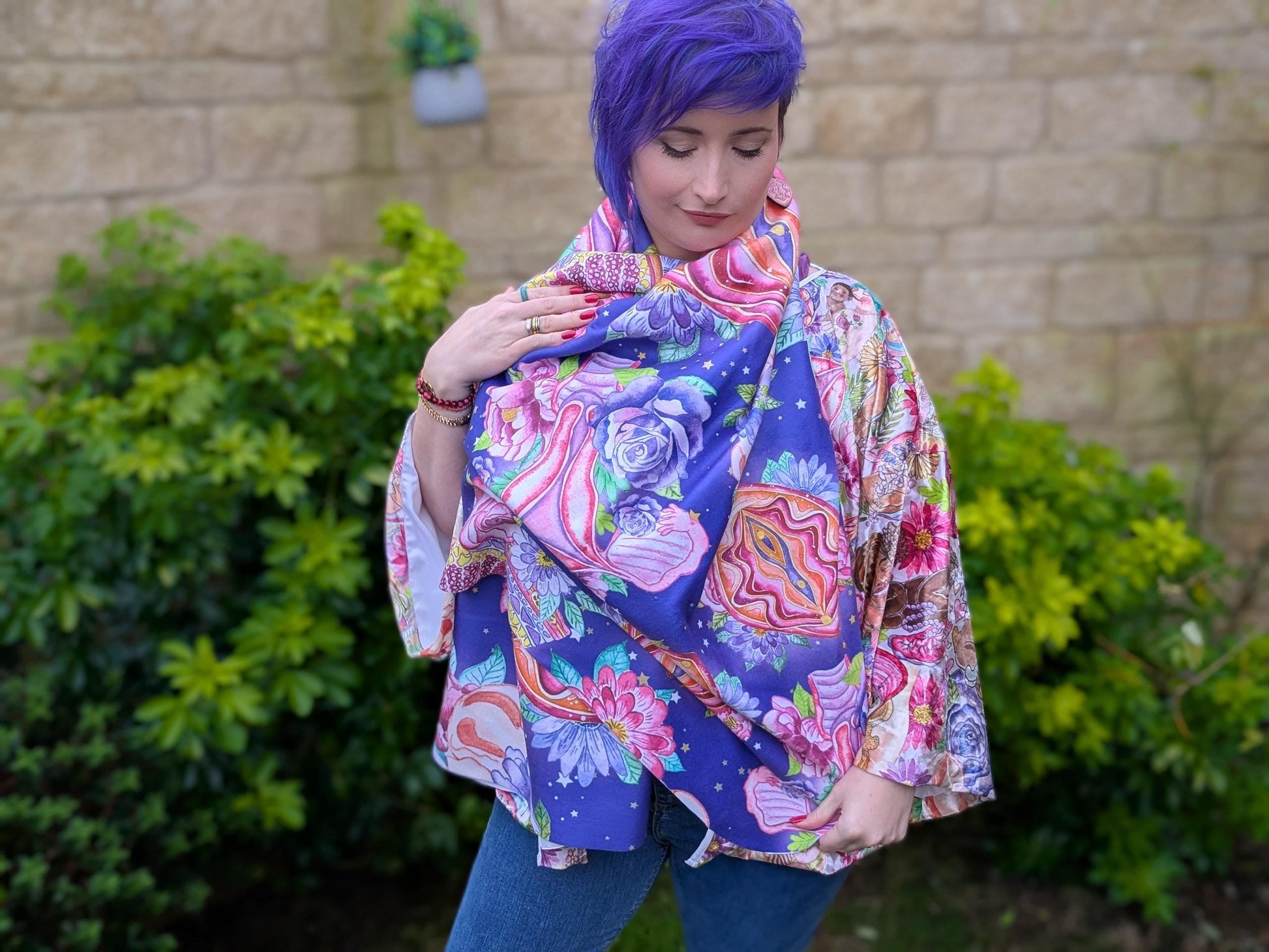Yoni Art Scarf | Birth Worker Gift | Midwife Presents | Breast Art | Student Midwife Gift Ideas | Divine Feminine Art Blanket Scarf