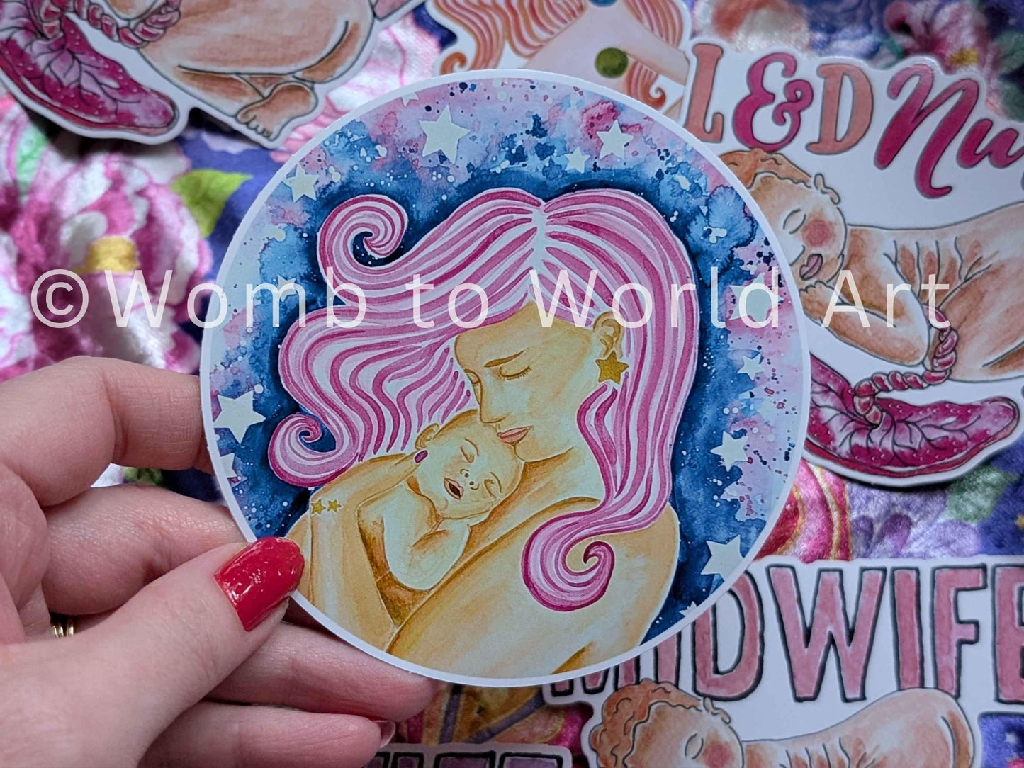 Mother and Baby Sticker 10cm | Newborn Baby Stickers | Skin to Skin Midwife Laptop Decals | Breastfeeding Peer Supporter