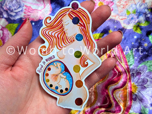 Chakras in the Womb 10cm Sticker | Baby in the Womb | Student Midwife Stickers | Doula Gifts | Womb to World Laptop Decals