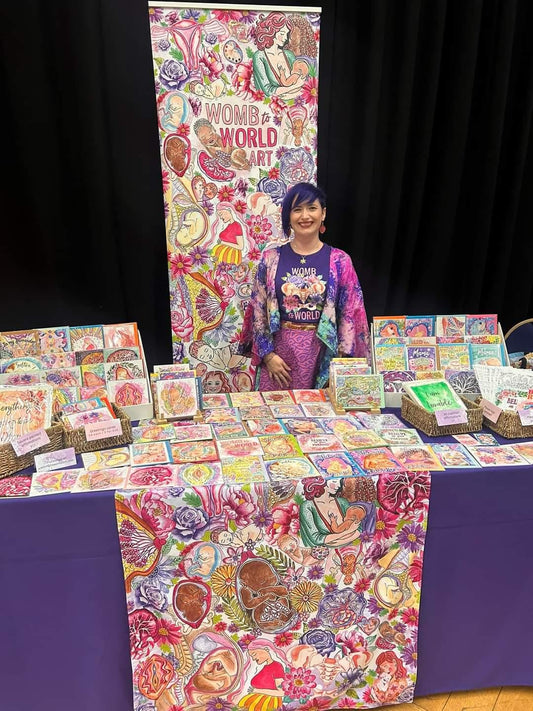 Pregnancy Fayre Table Runner by Womb to World Art | Doula Event Table Decor | Midwife Tablecloth for Pregnancy and Mother Blessings