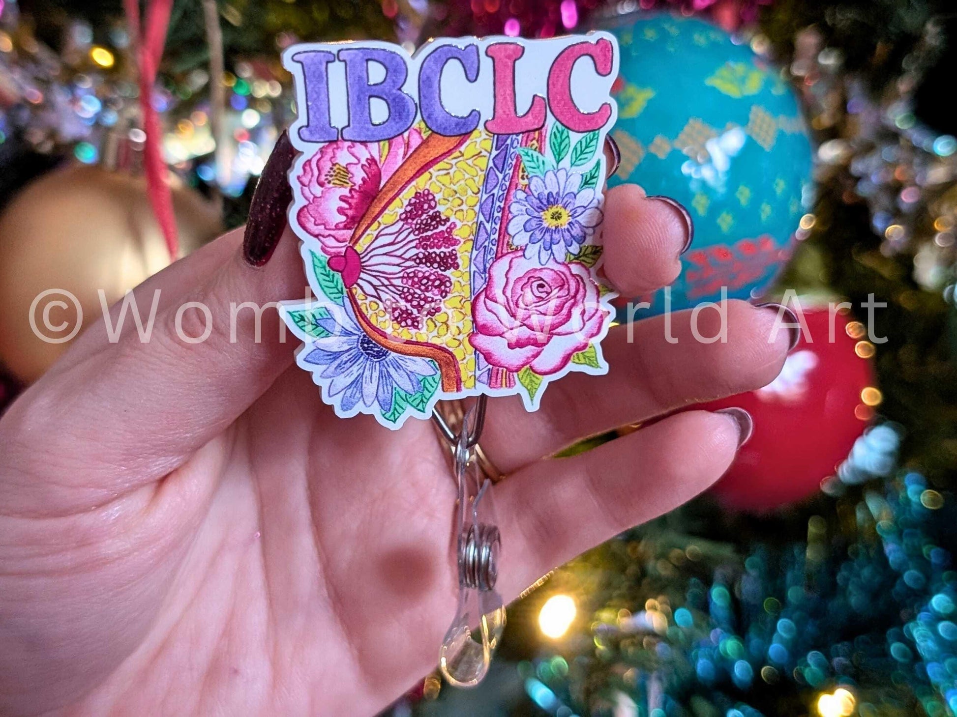 IBCLC Badge Reel: Watercolor Breast Art Lactation Consultant ID Holder