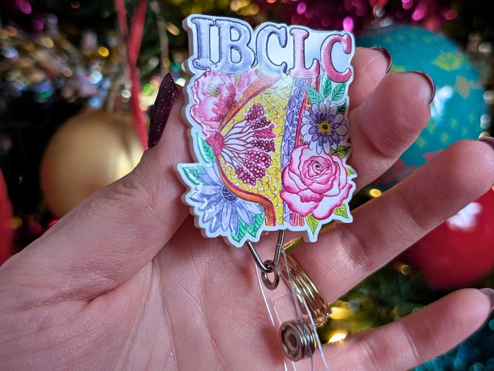 IBCLC Badge Reel: Watercolor Breast Art Lactation Consultant ID Holder