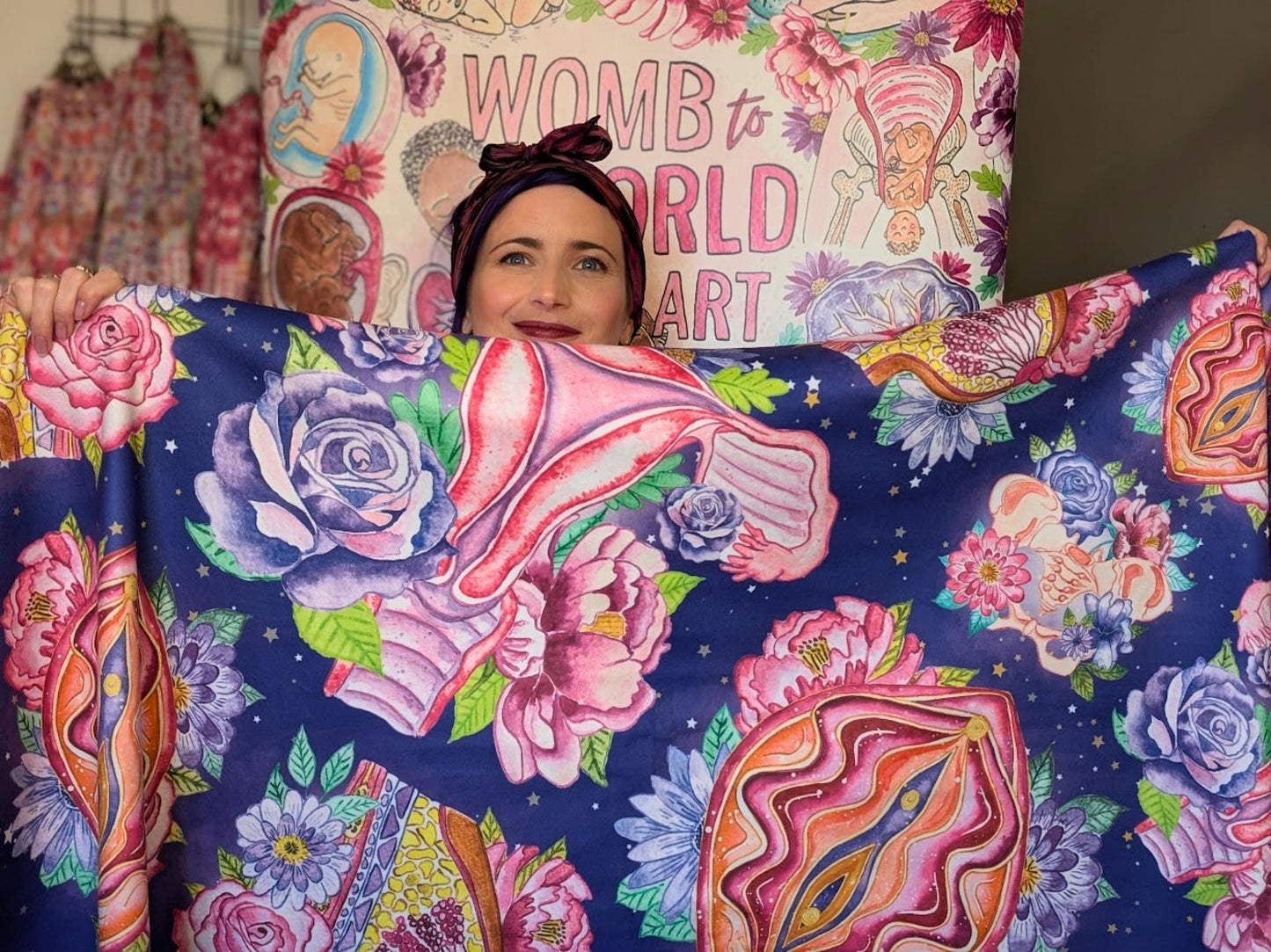 Yoni Art Scarf | Birth Worker Gift | Midwife Presents | Breast Art | Student Midwife Gift Ideas | Divine Feminine Art Blanket Scarf