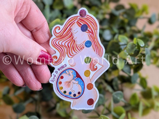 Chakras in the Womb 10cm Sticker | Baby in the Womb | Student Midwife Stickers | Doula Gifts | Womb to World Laptop Decals