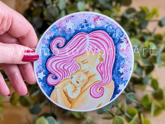Mother and Baby Sticker 10cm | Newborn Baby Stickers | Skin to Skin Midwife Laptop Decals | Breastfeeding Peer Supporter