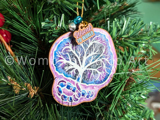 Placenta Christmas Tree Decorations | Wooden Hanging Birth Art Pendants | Student Midwife | Midwife Christmas Decoration