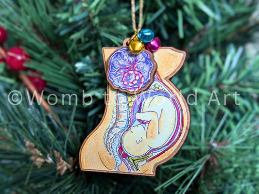 Pregnancy Anatomy Christmas Tree Decorations | Wooden Hanging Birth Art Pendants | Student Midwife | Midwife Gifts