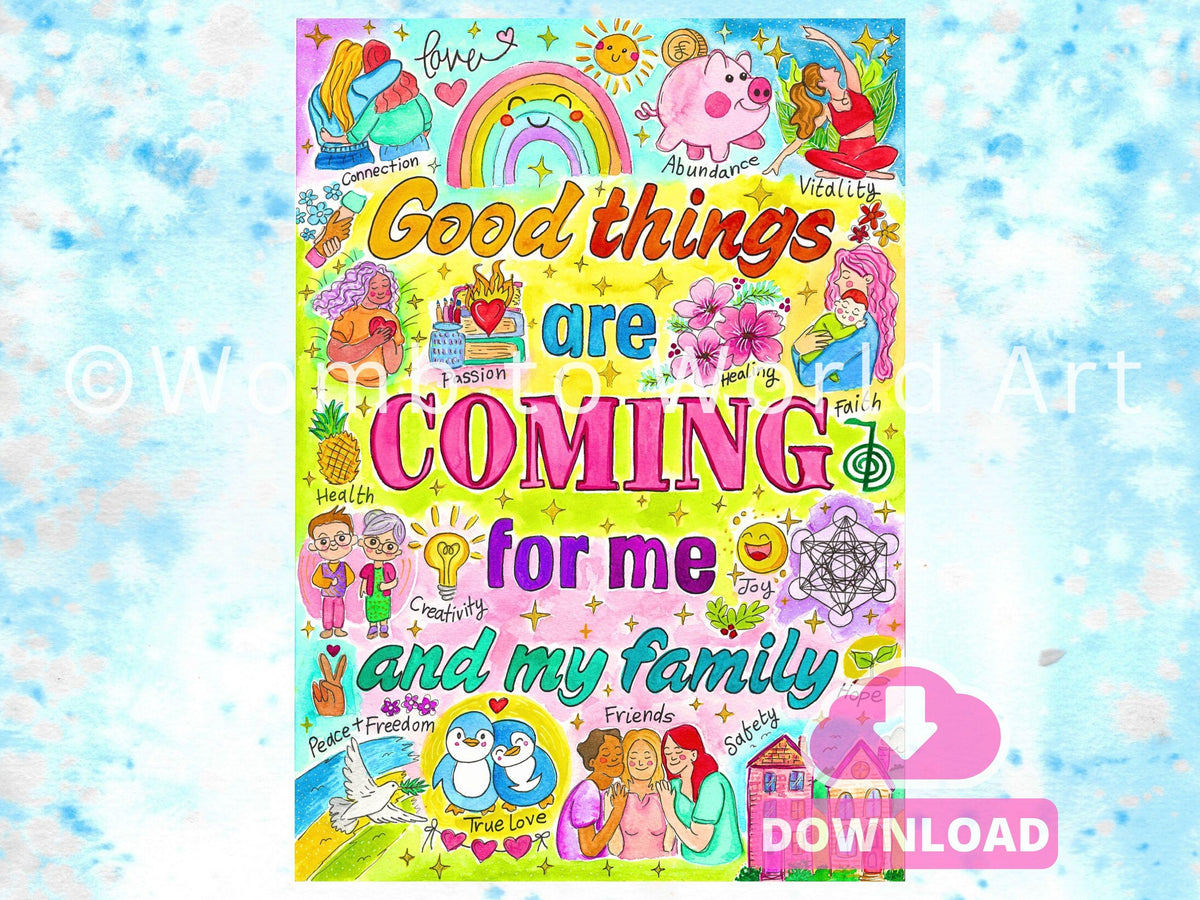 Mother's Affirmation Art Print: Family Manifestation Poster (PDF Download)