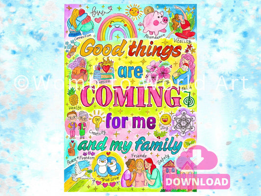 Mother's Affirmation Art Print: Family Manifestation Poster (PDF Download)