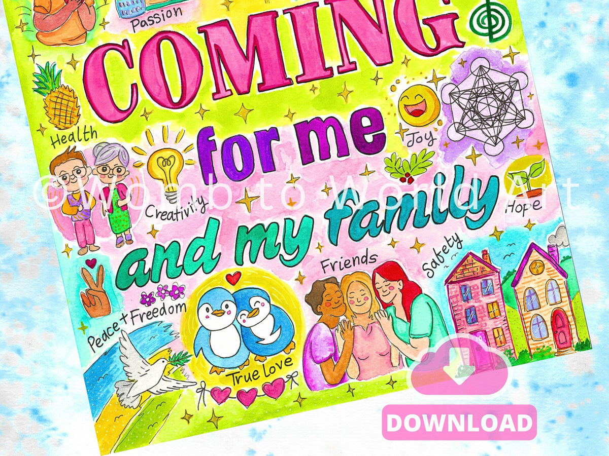 Mother's Affirmation Art Print: Family Manifestation Poster (PDF Download)
