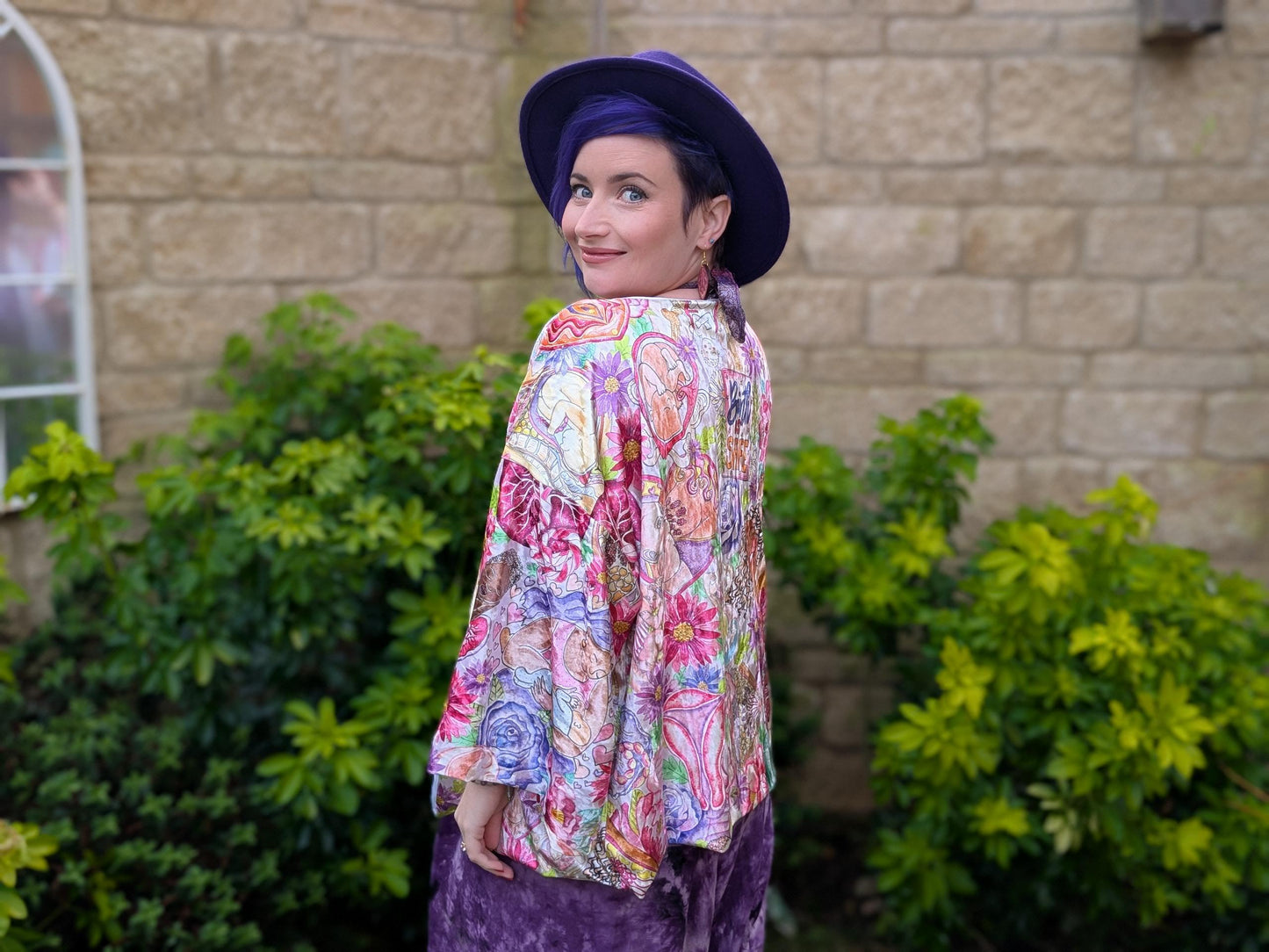Motherhood Art Velour Kimono Jacket: Birth Worker Gift