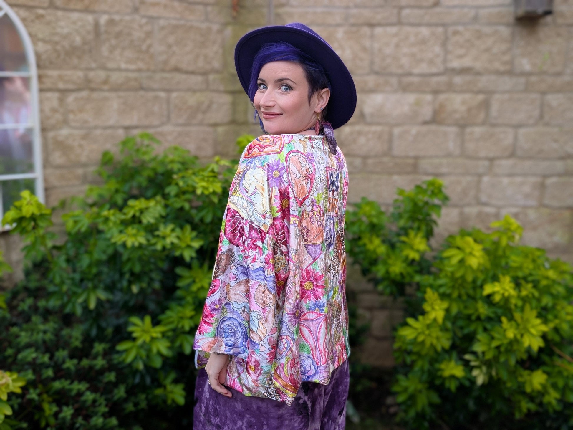 Motherhood Art Velour Kimono Jacket: Birth Worker Gift