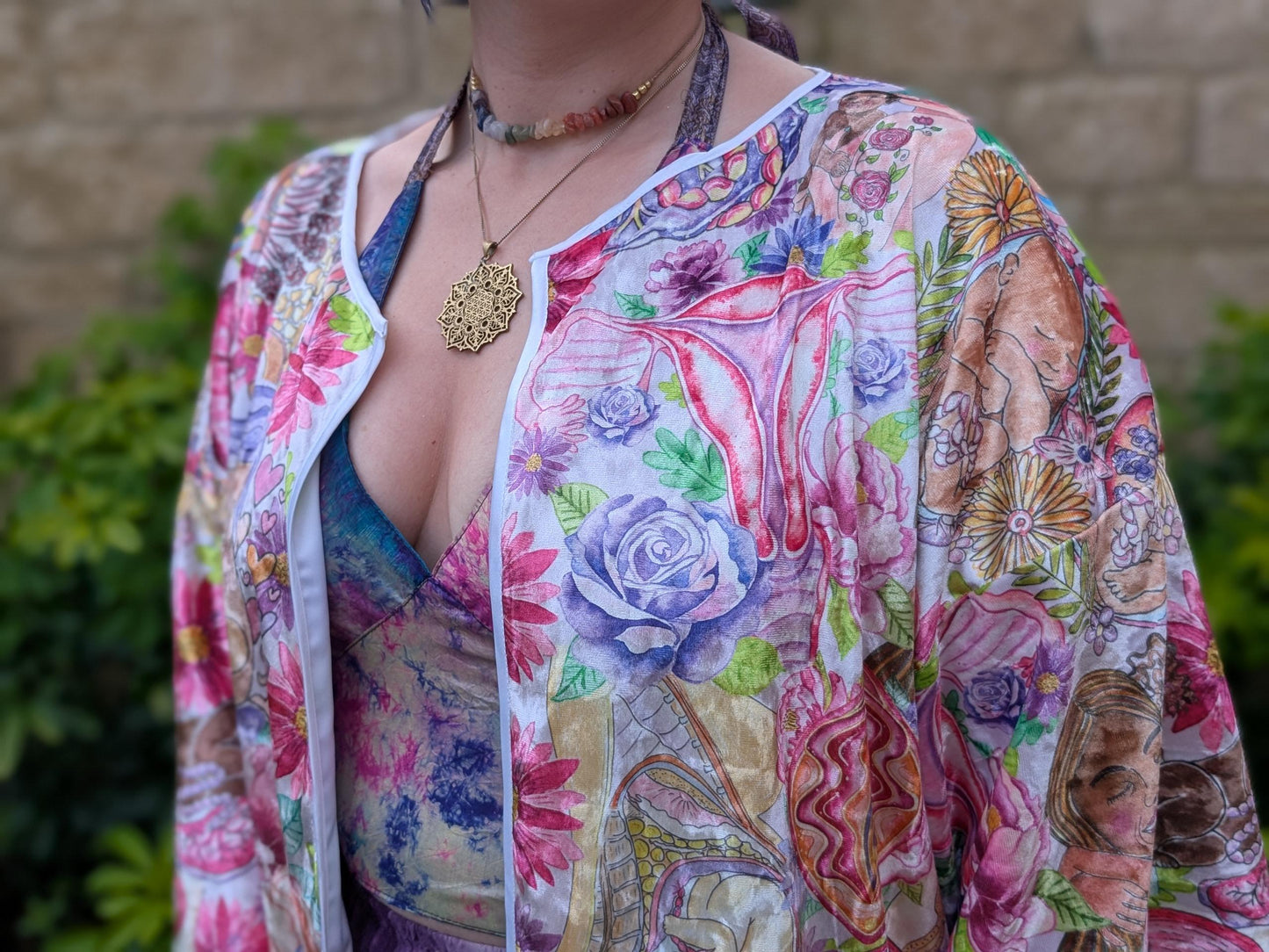 Motherhood Art Velour Kimono Jacket: Birth Worker Gift