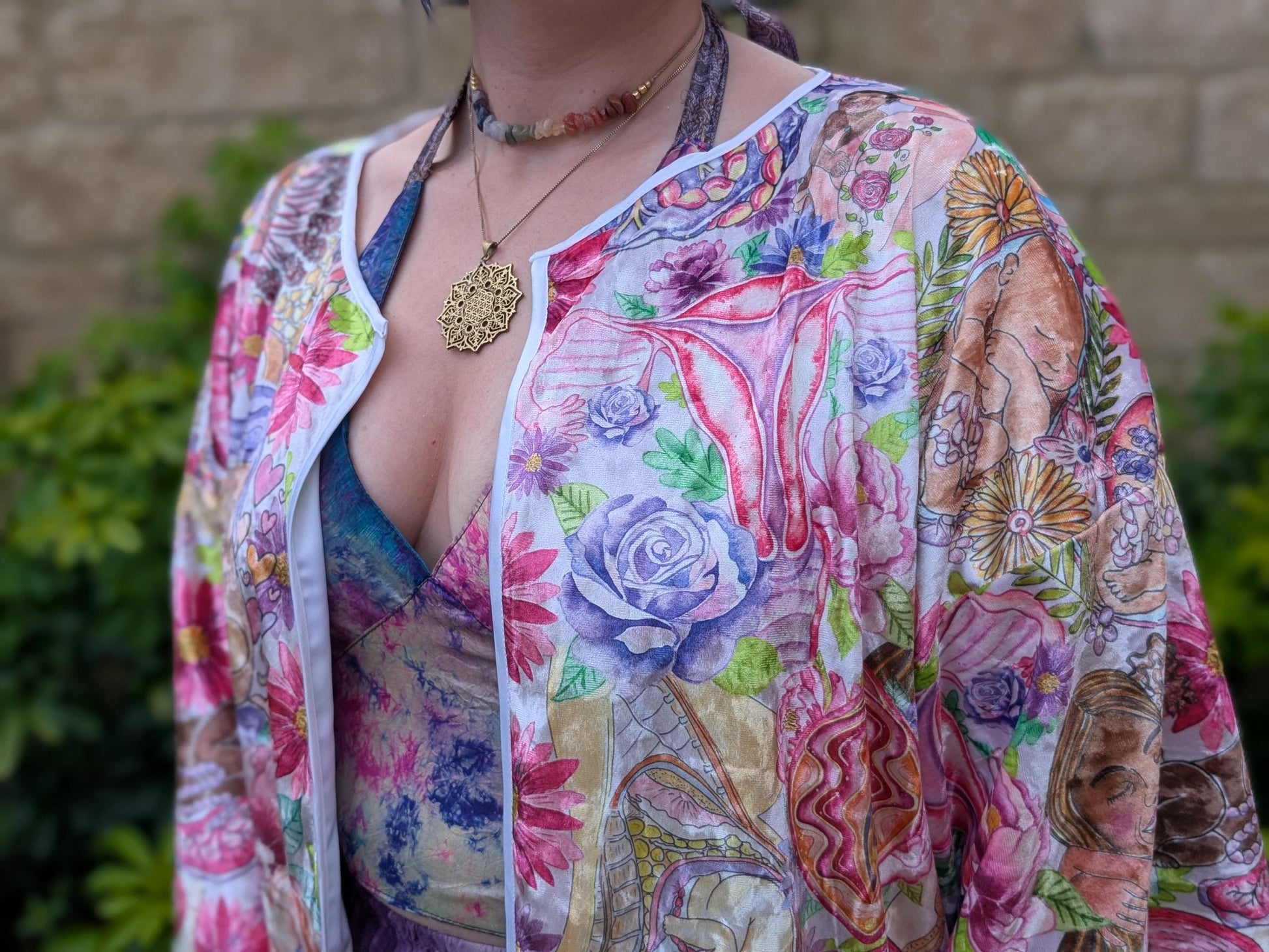 Motherhood Art Velour Kimono Jacket: Birth Worker Gift