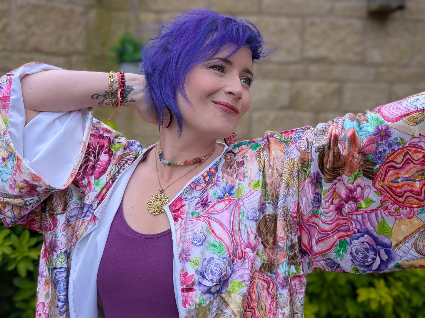 Motherhood Art Velour Kimono Jacket: Birth Worker Gift