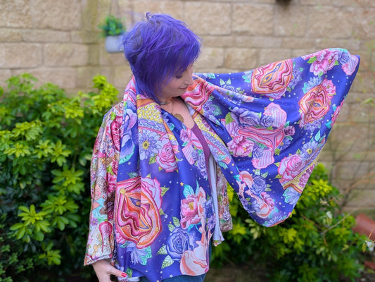 Yoni Art Scarf | Birth Worker Gift | Midwife Presents | Breast Art | Student Midwife Gift Ideas | Divine Feminine Art Blanket Scarf