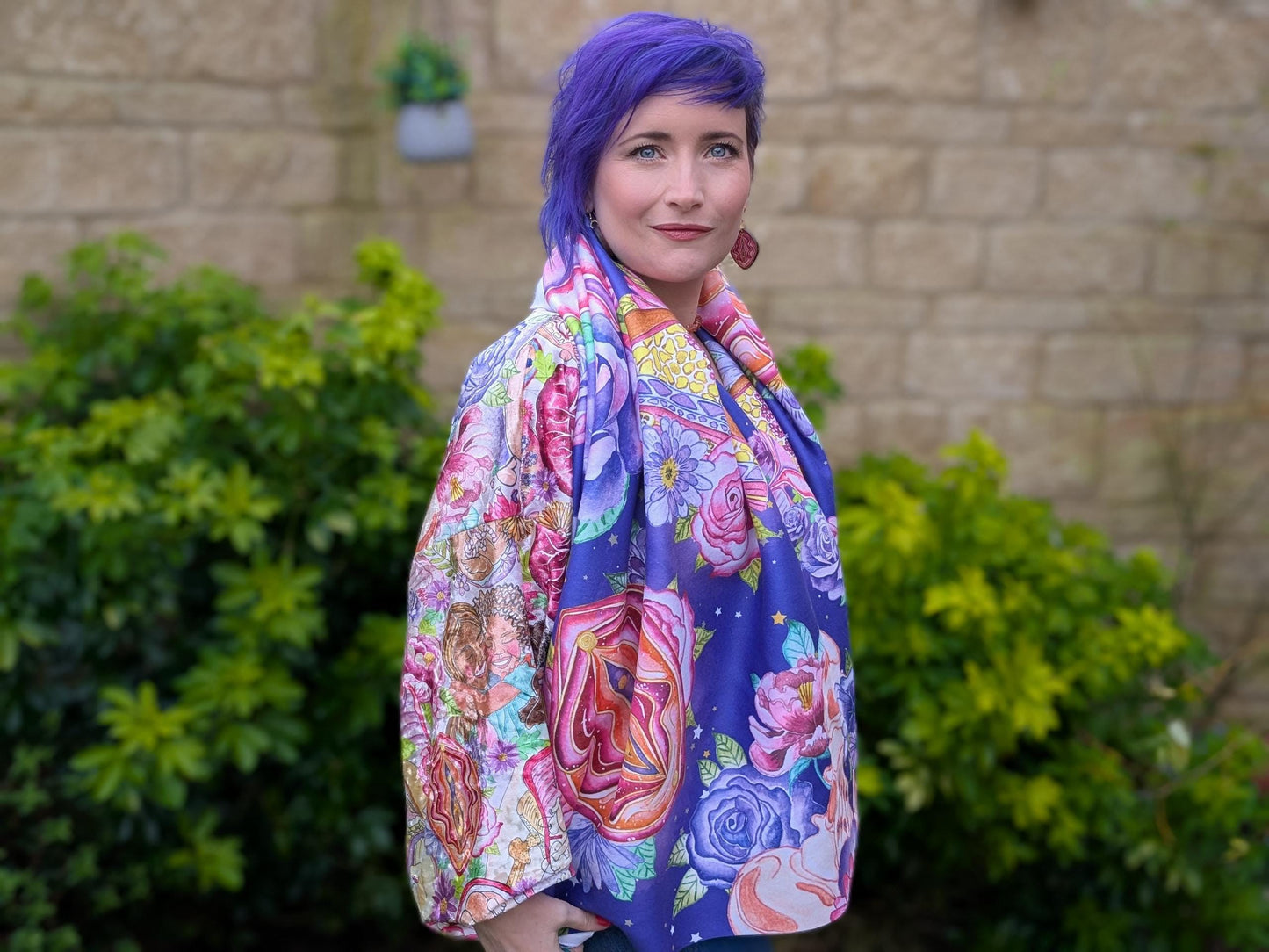 Yoni Art Scarf | Birth Worker Gift | Midwife Presents | Breast Art | Student Midwife Gift Ideas | Divine Feminine Art Blanket Scarf