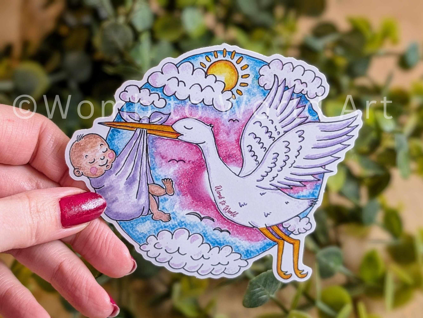 Stork Delivery Sticker 10cm