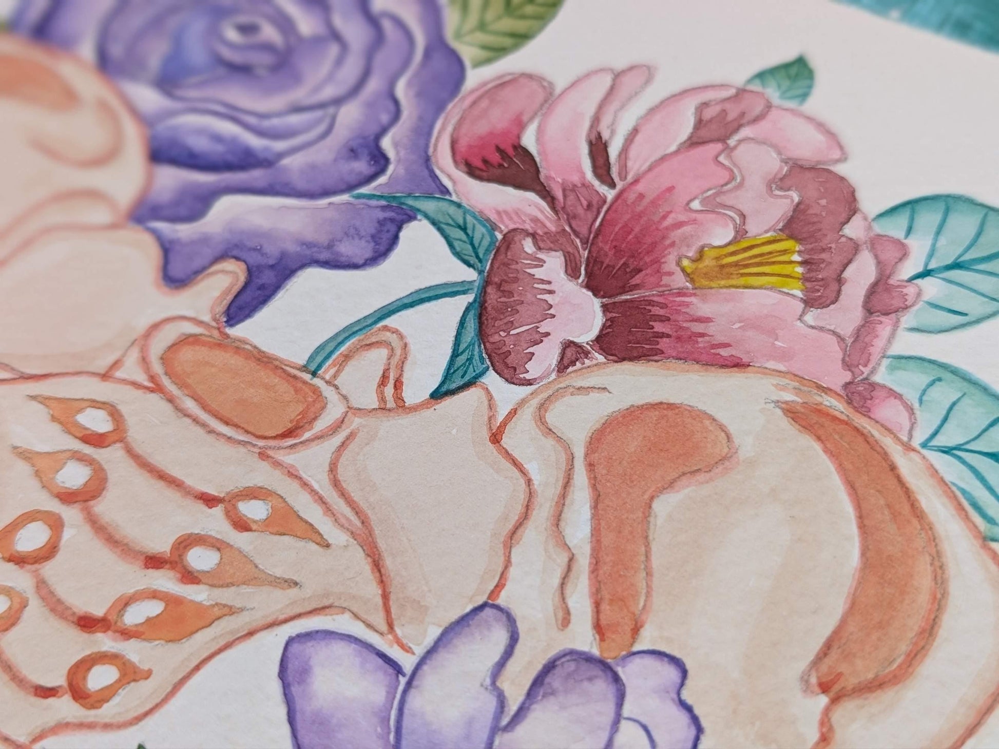Pelvis Anatomy Original 21cm Sq Watercolour Painting | Doula | Birthworker | Midwife | Fertility | Womb Healing
