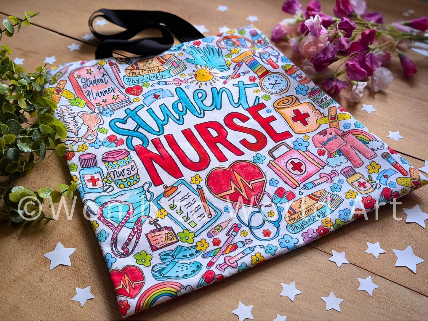 Student Nurse Tote Bag: Watercolour Nursing Illustrations Bag