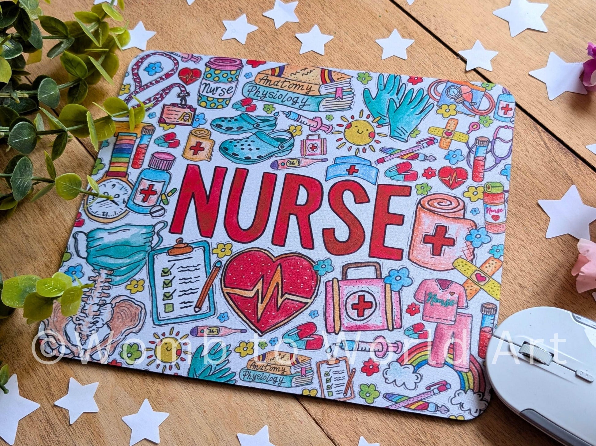 Nurse Mouse Pad: Watercolor Art Desk Mat