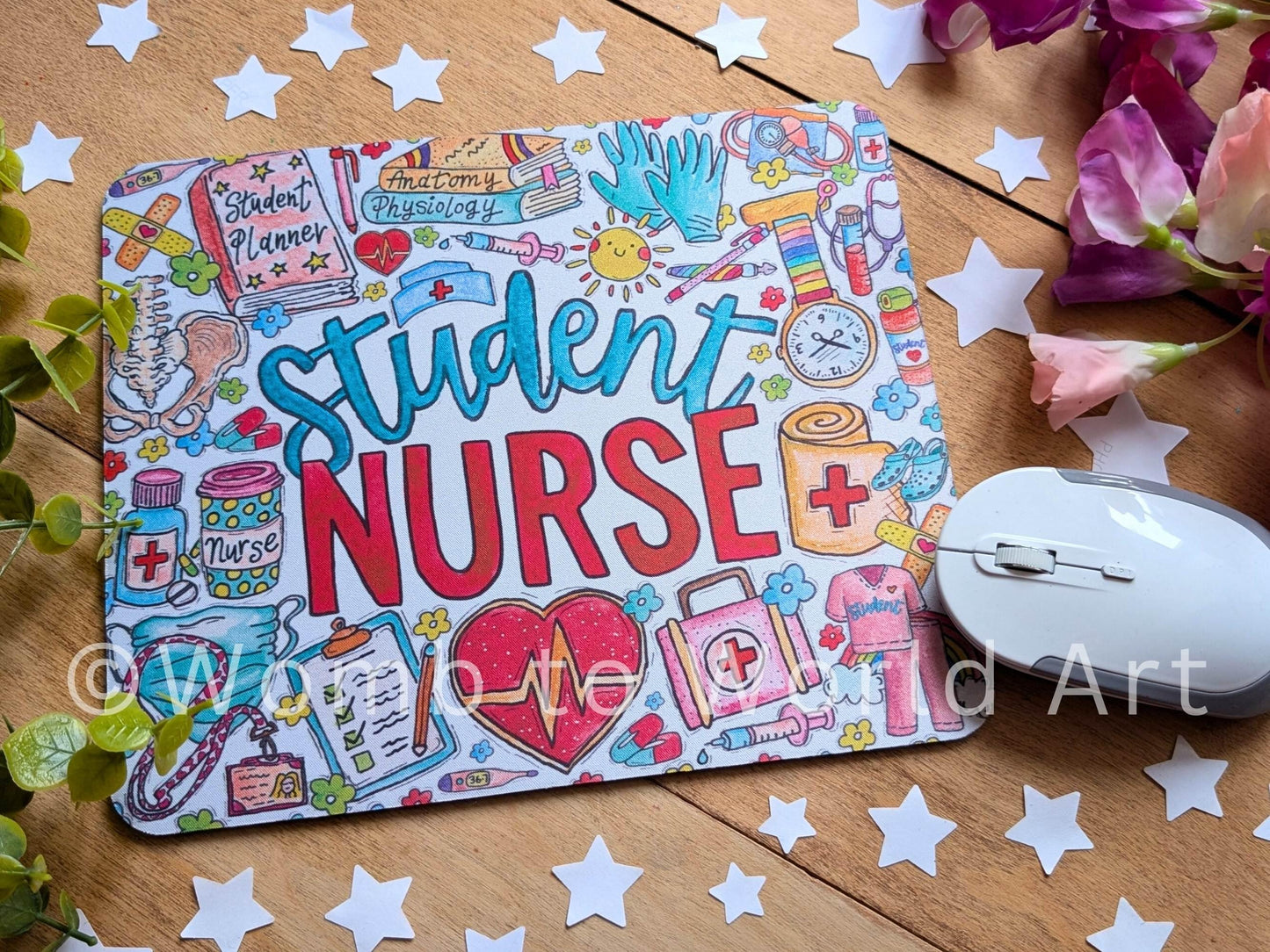Student Nurse Mouse Mat: Watercolor Art Desk Pad