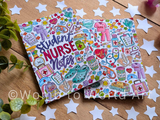 Student Nurse Notebook Set: A6 Lined Notepads, Watercolor Art