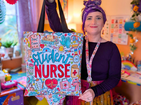 Student Nurse Tote Bag: Watercolour Nursing Illustrations Bag