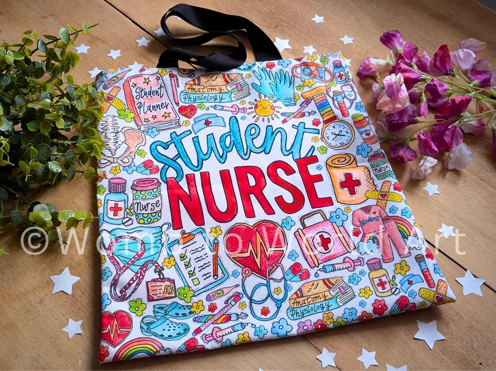 Student Nurse Tote Bag: Watercolour Nursing Illustrations Bag