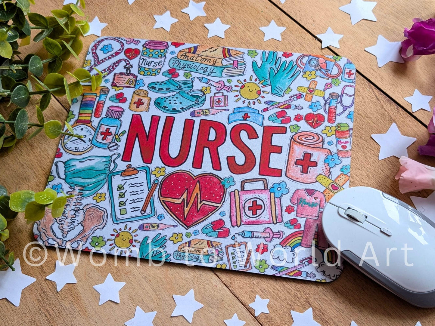 Nurse Mouse Pad: Watercolor Art Desk Mat