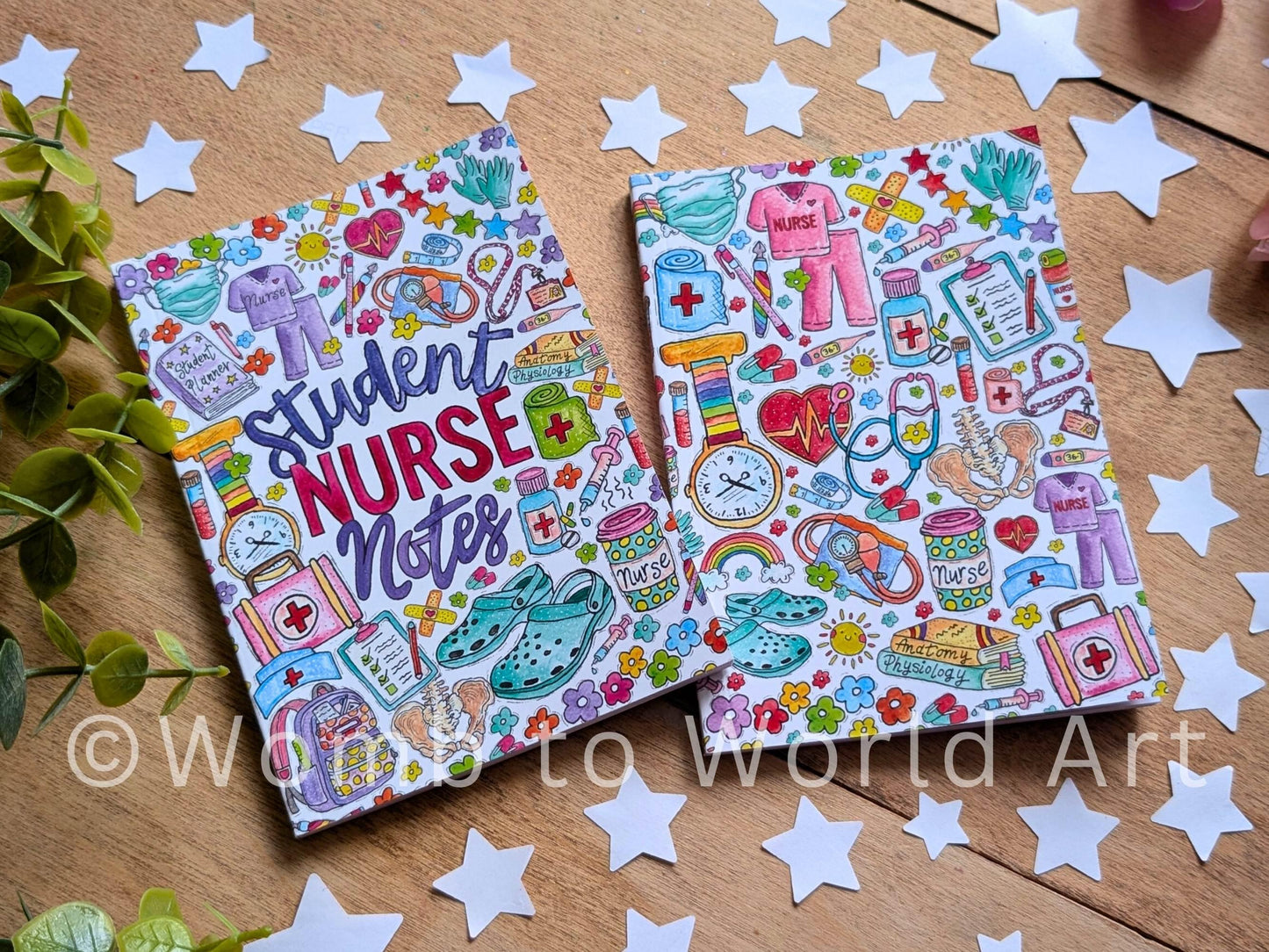 Student Nurse Notebook Set: A6 Lined Notepads, Watercolor Art