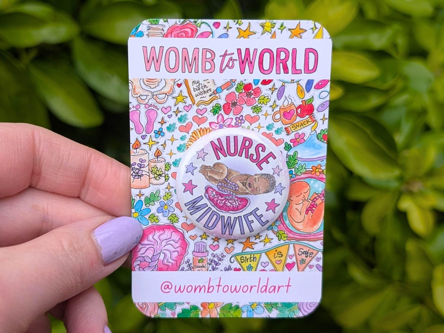 Nurse Midwife Badge: Watercolour Baby Art Lanyard Pin
