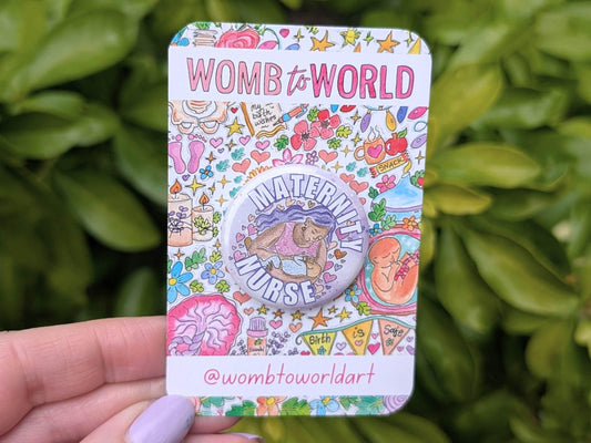 Maternity Nurse Badge: Watercolour Baby Art Lanyard Pin