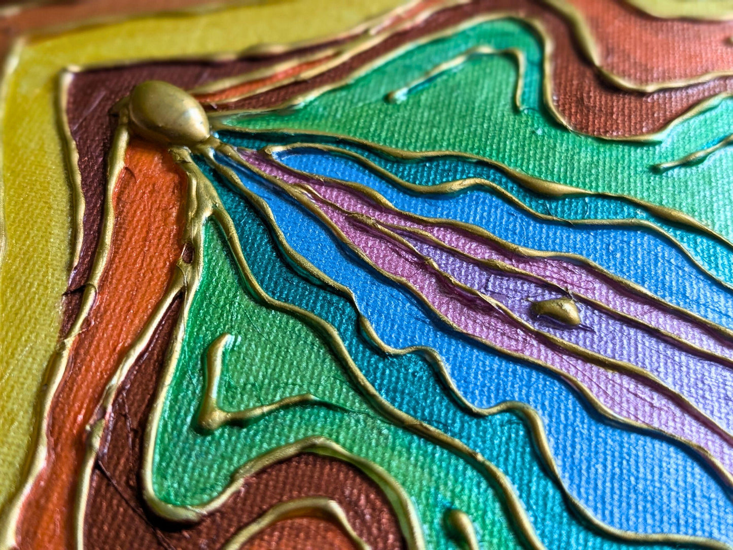 Yoni Art Acrylic 3D Canvas Painting | Rainbow Chakra Vulva Hot Glue Acrylic | Divine Feminine Art
