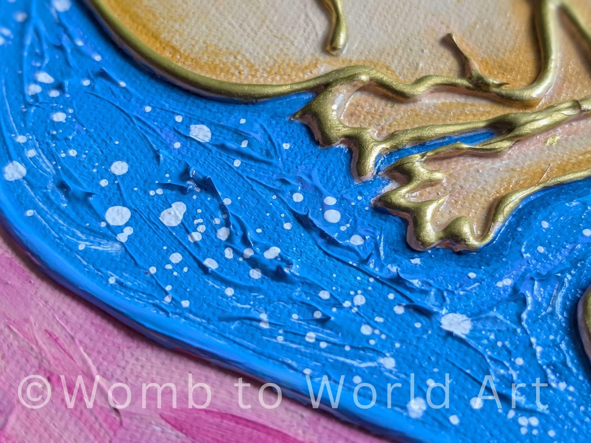 Baby in the Womb 3D Acrylic Canvas Painting | Circular Fetus Hot Glue Pregnancy Texture Art