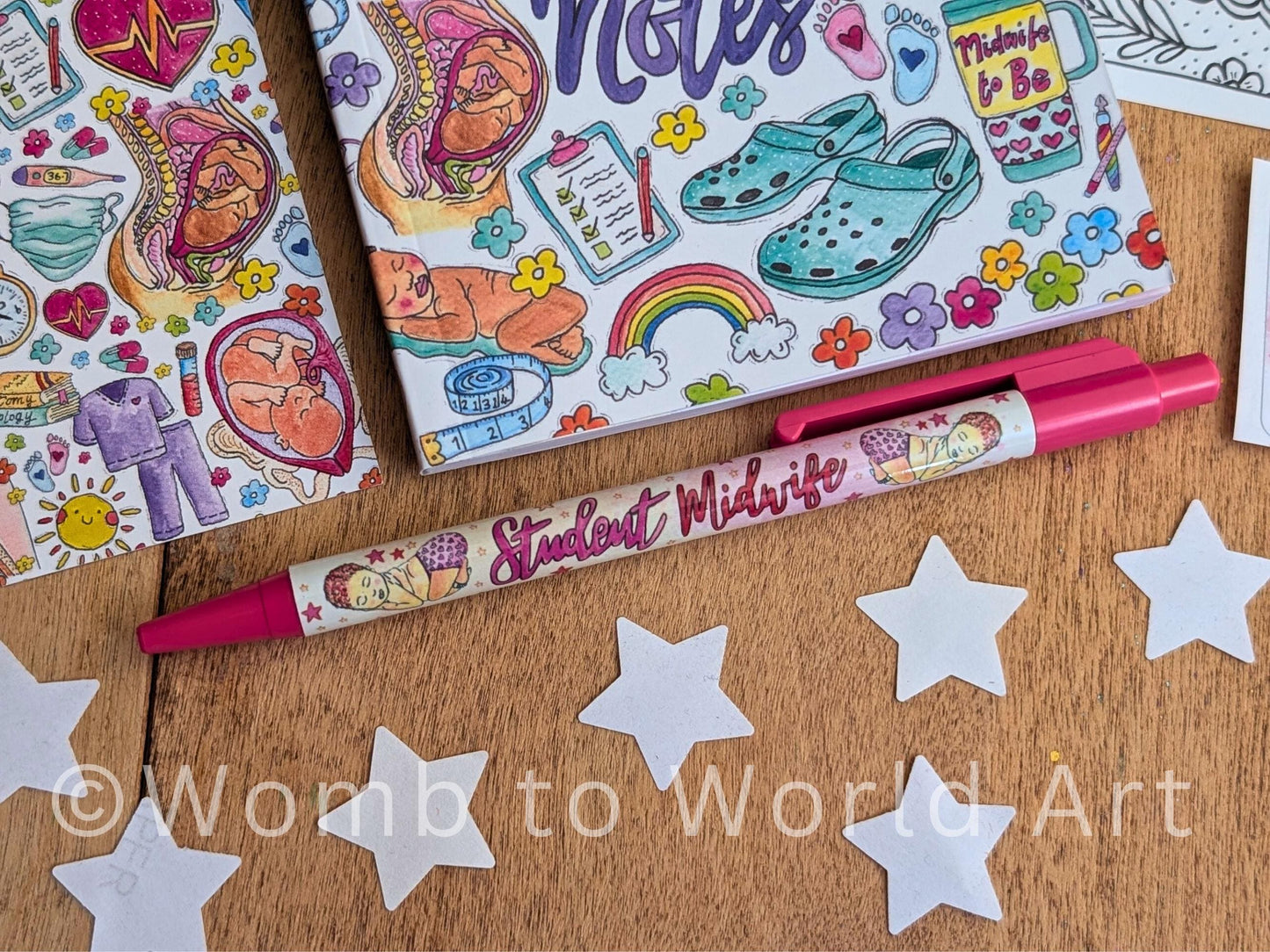 Student Midwife Essentials Pen & Notebook, Bookmark Sticker