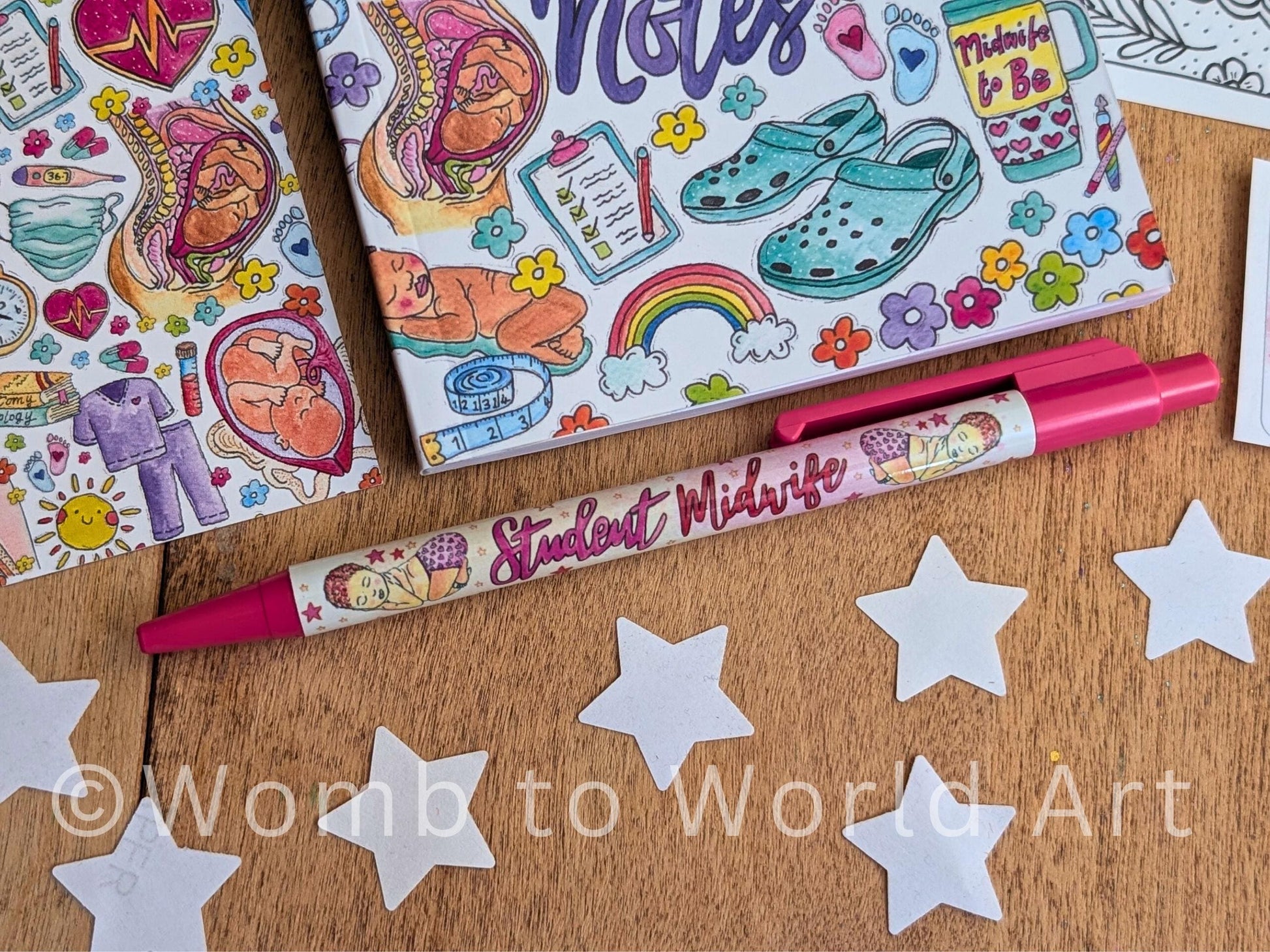 Student Midwife Essentials Pen & Notebook, Bookmark Sticker