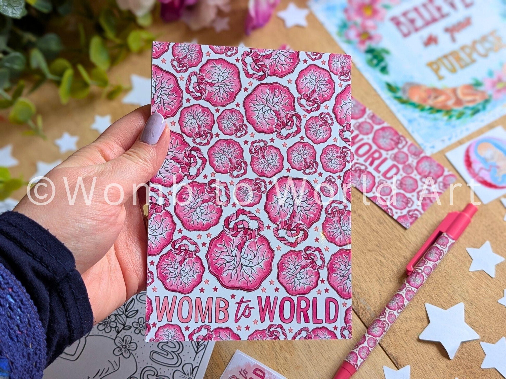 Student Midwife Placenta Notebook, Pen, Bookmark & Stickers