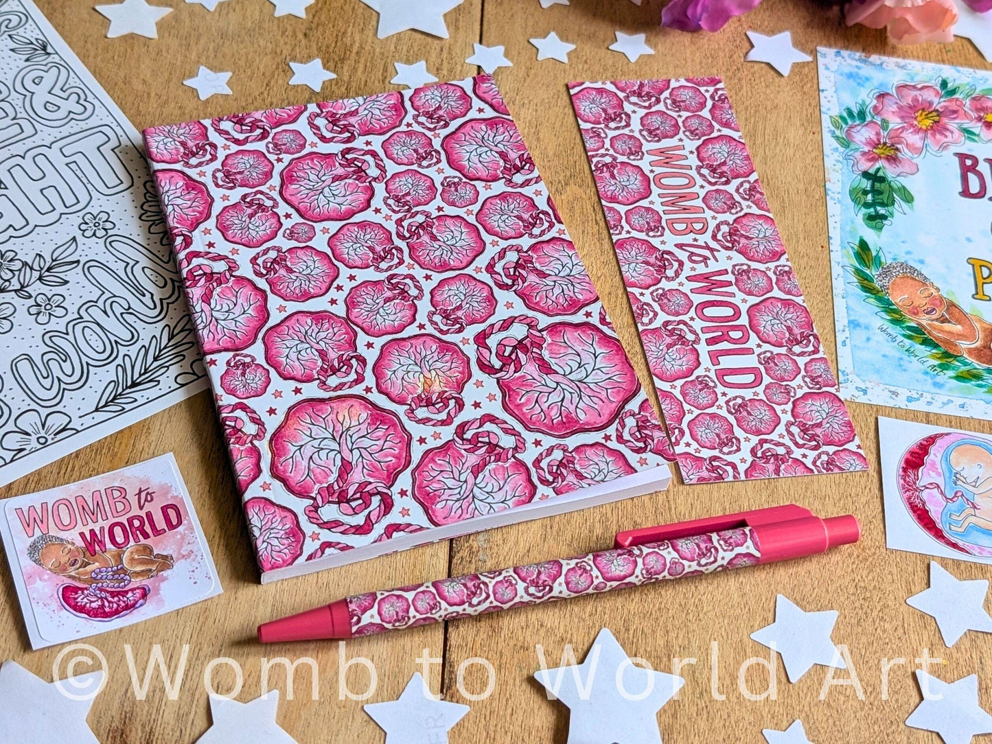 Student Midwife Placenta Notebook, Pen, Bookmark & Stickers
