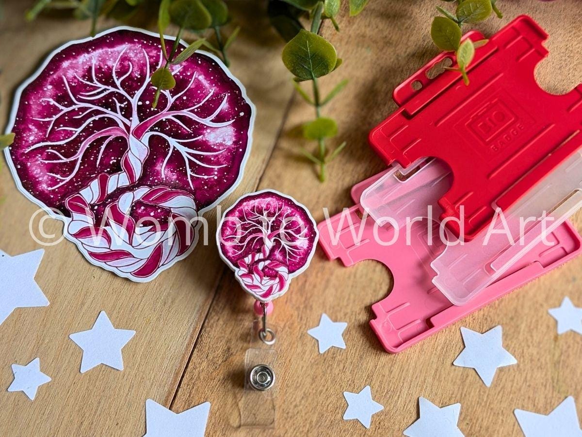 Midwife Badge Reel 38mm | Placenta Maternity ID Card Badge Reel | Labor and Delivery Nurse Badge Holder | Student Midwife ID Card | OBGYN