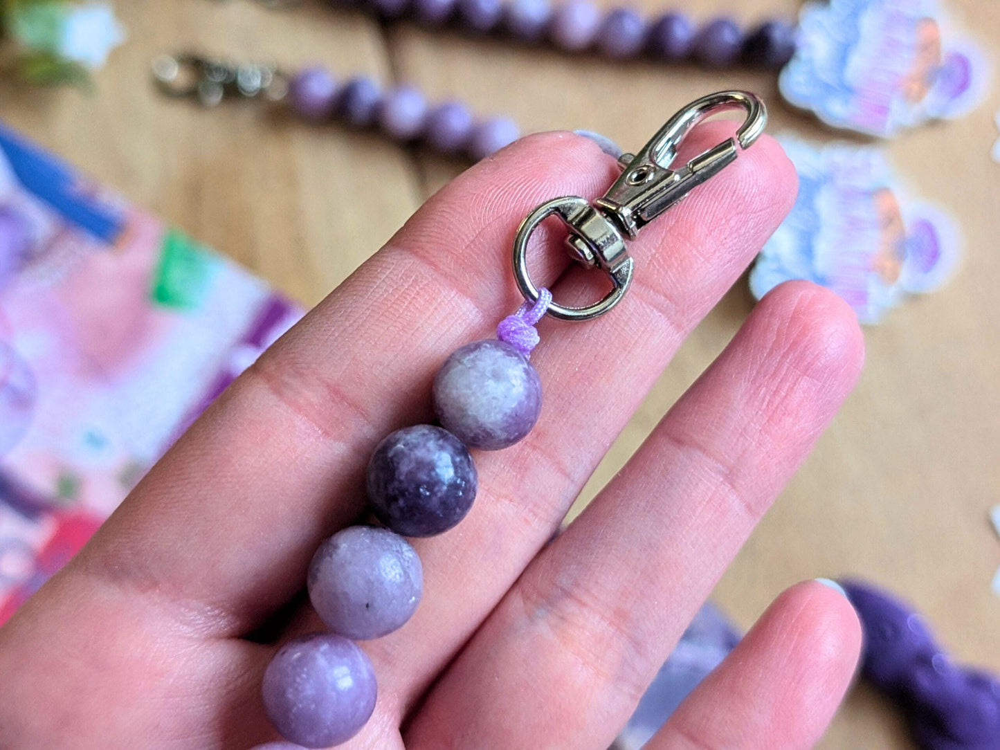 Student Midwife Dilation Beads Lepidolite | Clip on Bag or Lanyard | Student Midwife Gift Ideas | Crystal Cervical Dilation Study Tool