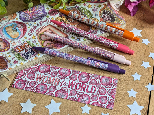 Doula Pen Set | Birthkeeper & OBGYN Pens | Placenta, Breastfeeding Student Midwife Stationery and Pregnancy Gift Ideas