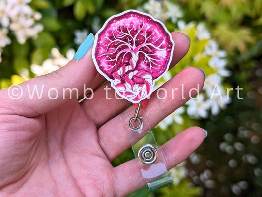 Midwife Badge Reel 38mm | Placenta Maternity ID Card Badge Reel | Labor and Delivery Nurse Badge Holder | Student Midwife ID Card | OBGYN