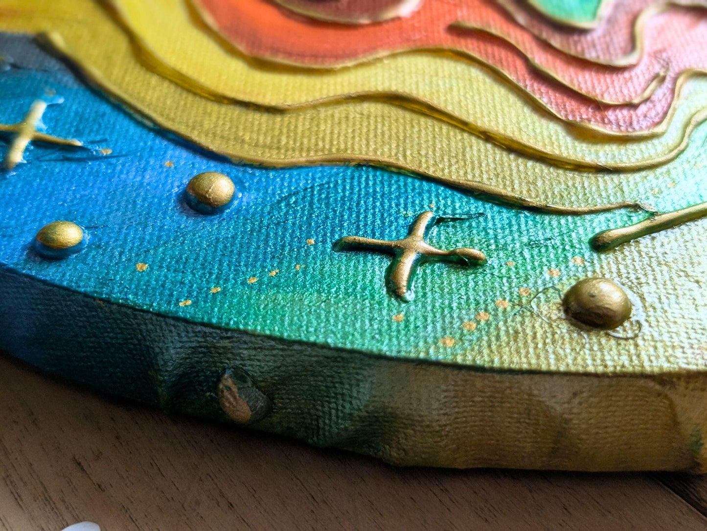 Yoni Art Acrylic 3D Canvas Painting | Rainbow Chakra Vulva Hot Glue Acrylic | Divine Feminine Art