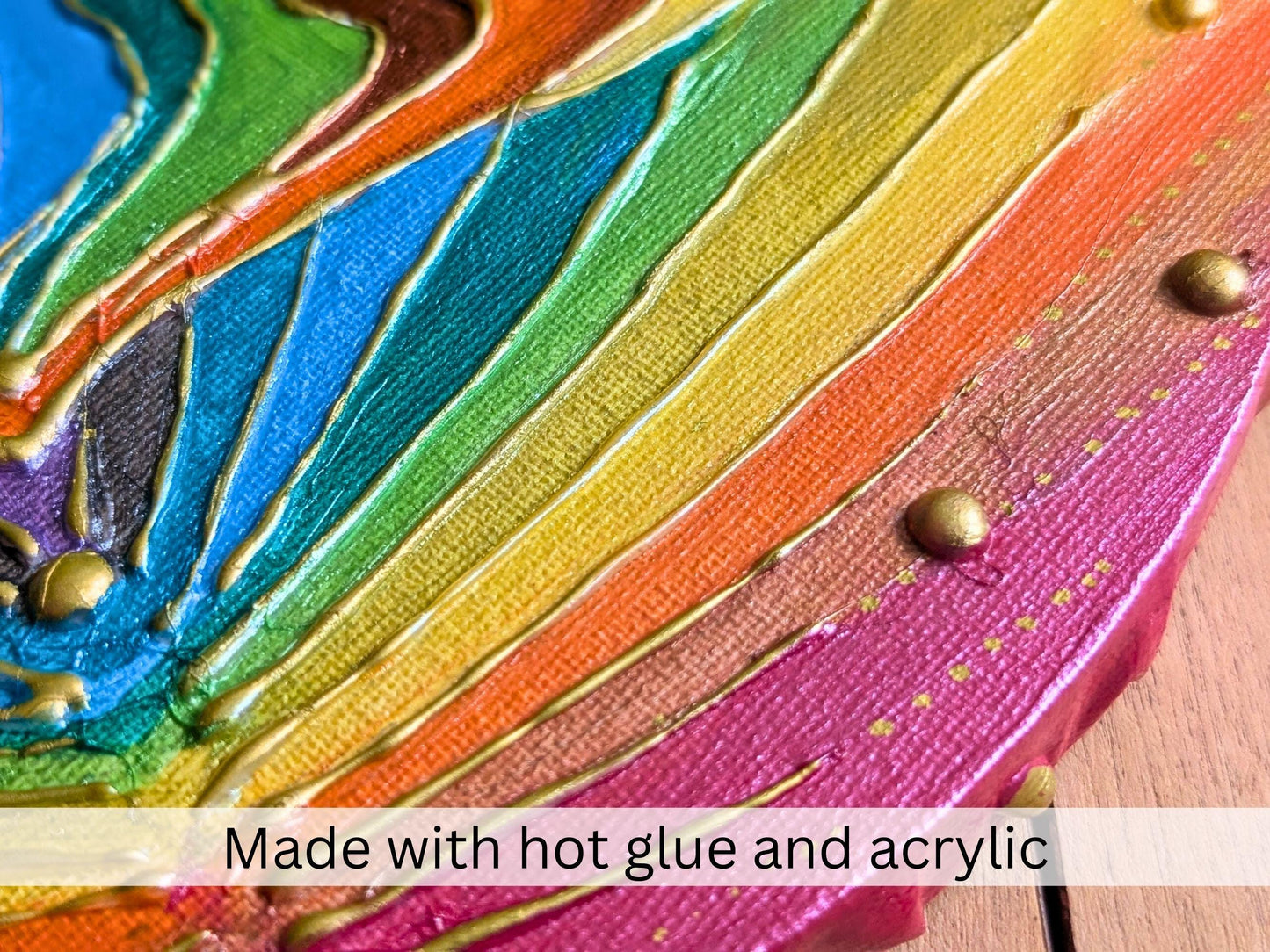 Yoni Art Acrylic 3D Canvas Painting | Rainbow Chakra Vulva Hot Glue Acrylic | Divine Feminine Art