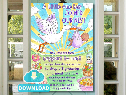 New Baby Door Sign PDF Poster | Postnatal Doula Downloads | Postpartum Care Visiting Rules